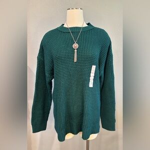 SO Women's Deep Green Crew Neck knit Sweater